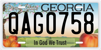 GA license plate QAG0758