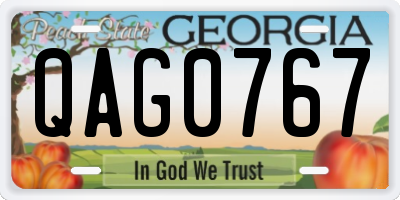 GA license plate QAG0767