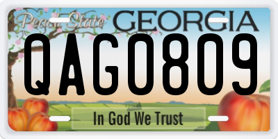 GA license plate QAG0809