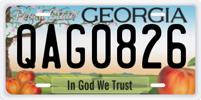 GA license plate QAG0826