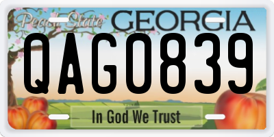 GA license plate QAG0839