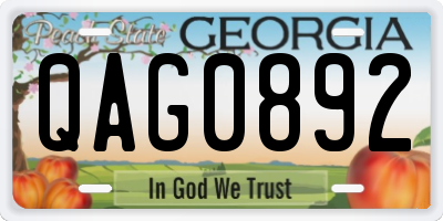 GA license plate QAG0892
