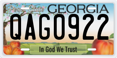 GA license plate QAG0922