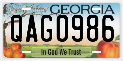 GA license plate QAG0986