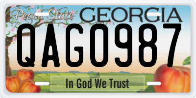 GA license plate QAG0987