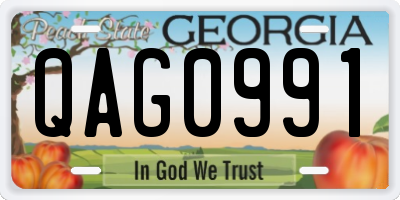 GA license plate QAG0991