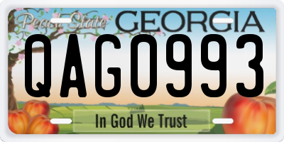GA license plate QAG0993