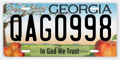 GA license plate QAG0998