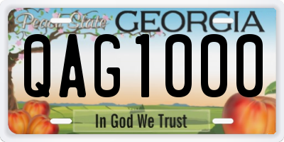 GA license plate QAG1000