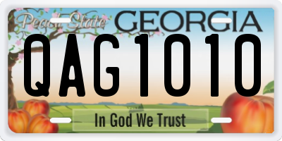 GA license plate QAG1010