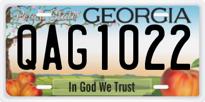 GA license plate QAG1022
