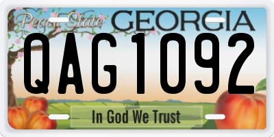 GA license plate QAG1092