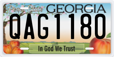 GA license plate QAG1180
