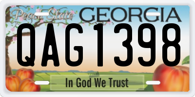 GA license plate QAG1398