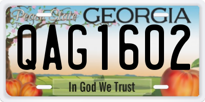 GA license plate QAG1602