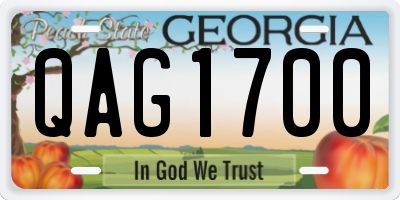 GA license plate QAG1700