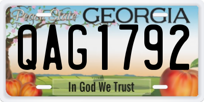 GA license plate QAG1792