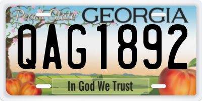 GA license plate QAG1892