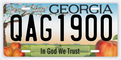 GA license plate QAG1900