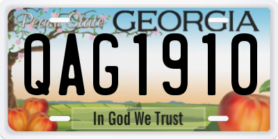 GA license plate QAG1910