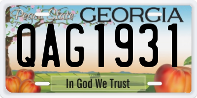GA license plate QAG1931