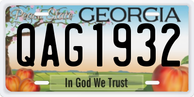 GA license plate QAG1932