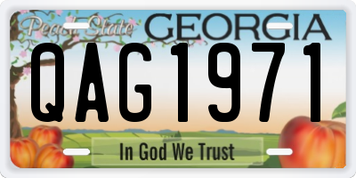 GA license plate QAG1971