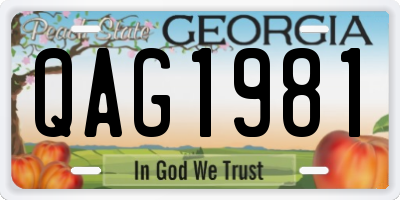 GA license plate QAG1981