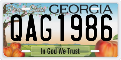 GA license plate QAG1986