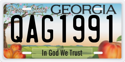 GA license plate QAG1991