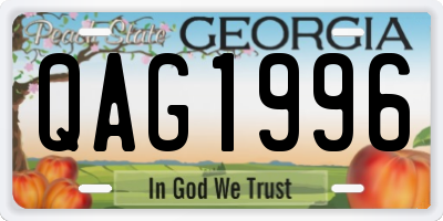 GA license plate QAG1996