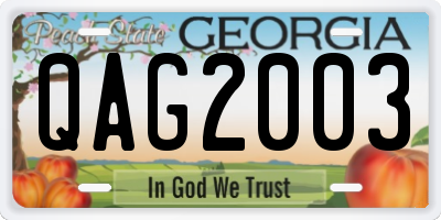 GA license plate QAG2003