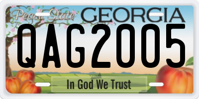 GA license plate QAG2005