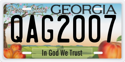 GA license plate QAG2007