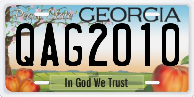 GA license plate QAG2010