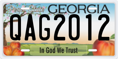 GA license plate QAG2012