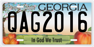 GA license plate QAG2016