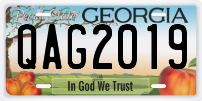 GA license plate QAG2019