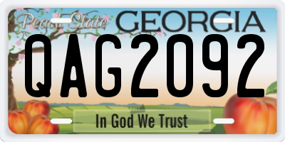 GA license plate QAG2092