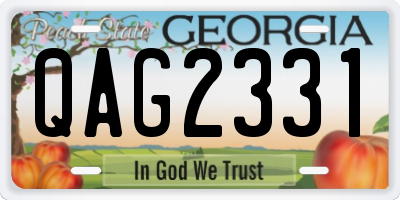 GA license plate QAG2331