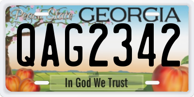 GA license plate QAG2342