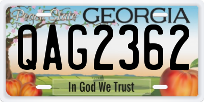 GA license plate QAG2362