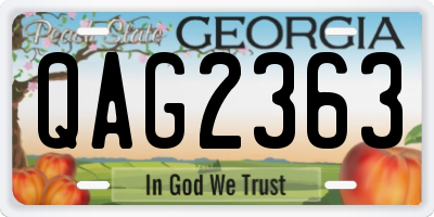 GA license plate QAG2363