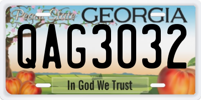 GA license plate QAG3032