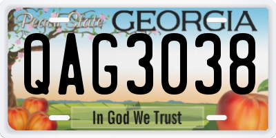 GA license plate QAG3038