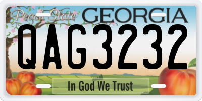GA license plate QAG3232