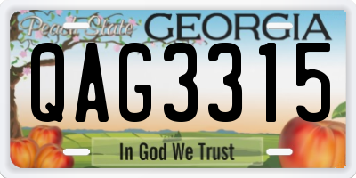 GA license plate QAG3315