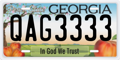 GA license plate QAG3333