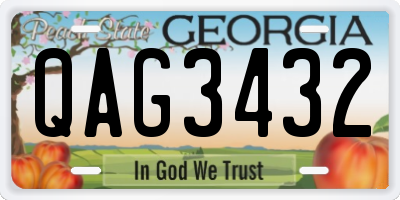 GA license plate QAG3432