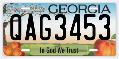 GA license plate QAG3453